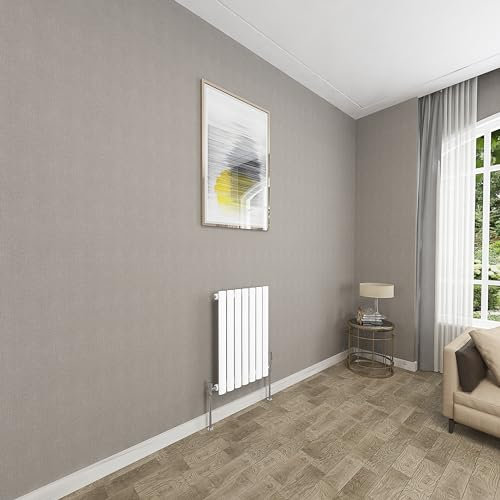 Sky bathroom | 600x413mm - Modern White Horizontal Single Panel Oval Column Radiator Central Heating Designer Radiator