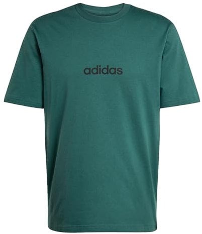 adidas Men's Essentials LINEAR Single Jersey Tee, Collegiate Green/Black, XXL