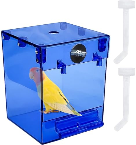 Vogel Badewanne Badehaus Papageien Vogelbäder Vogelkäfig Badewanne Papageien Badewanne Vogelbad Würfel hängende Badewanne Vogelkäfigzubehör mit Haken, mit Wasserinjektor(Color:Blue)