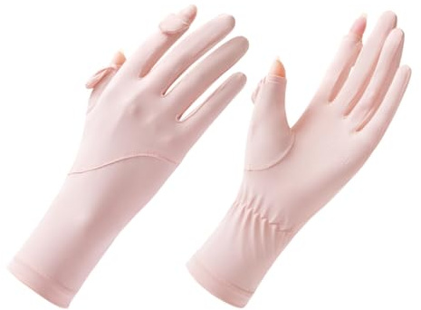 MiOYOOW 1 Paire de Gants de Protection UV pour Femme, Gants de Soleil Respirants en Soie Glacée Respirante, Antidérapants Écran Tactile pour Conduite, Cyclisme, Randonnée, Pêche