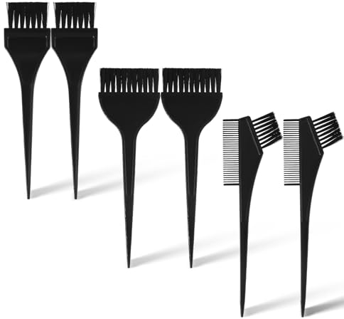 Andibro Lot de 6 pinceaux de coloration pour cheveux - Pinceaux de couleur pour cheveux - Peigne de coloration professionnel - Pour le bricolage, la coloration des cheveux, le salon - Pour teinter les