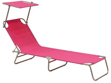 Forte Solution Lettino Prendisole Super Leggero con Tettuccio Ideale Per Mare, Piscina e Giardino (Fucsia)