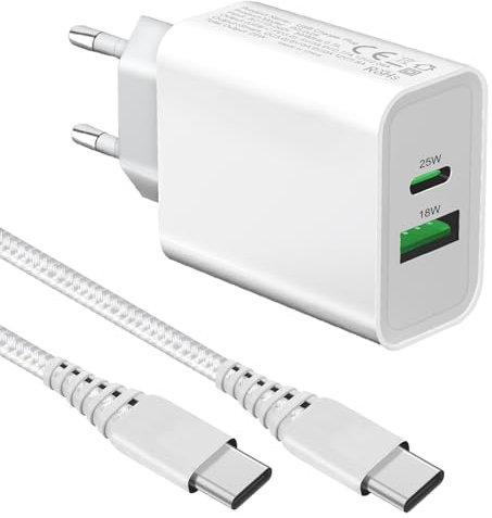 Chargeur Rapide 25W avec Cable pour Samsung Galaxy S24 S23/S24 Plus/S22 Ultra/S21 FE/S23 Ultra/S20,A53 A55 A54 5G/A33 A34 A35/A15 A14 A13 A25 A23 A22/A52 A52S A72 A71 A70 A05S A04S A03S,iPhone 15 16