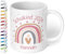 True Statements Keramik-Tasse personalisiert „Schulkind 2025“ - Geschenk zur Einschulung für Mädchen - Regenbogen Herzen - 330ml - Erstklässler Schüler 1. Klasse, Weiß