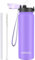 GOPPUS Bouteille d'eau en acier inoxydable de 1 l avec paille à double paroi isotherme avec sangle – Bouteille isotherme réutilisable étanche pour garder les boissons froides avec couvercle à rabat