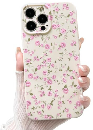 NITITOP Compatible with iPhone 13 Pro Max Case Cute Flower for Women Girls Floral Pink Purple Rose Design Vintage Shockproof Soft Girly Slim TPU Fashion Protective Phone Cover - Pink Purple
