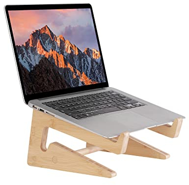 Nazareth Fair Trade Wooden Laptop Stand - Bamboo Laptop Riser & Vertical Stand for Desk, Compatible with MacBook, Dell, HP, and All Laptops
