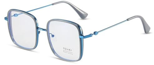 AOOLIA Quadrat Blaulichtfilter Brille für Damen Herren, Retro Frame Ohne Stärke Brille Computer Anti-Blaulicht Brillen (Blau)
