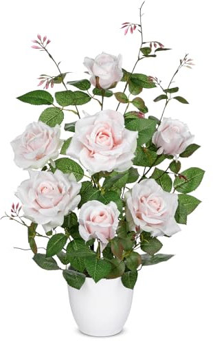 Oairse Rosal artificial en maceta, flores artificiales, flores artificiales como decoración de boda, decoración de mesa, salón, dormitorio, habitación