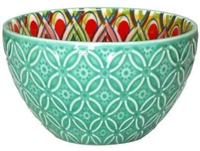 Green Ceramic Bowl Tuscany Bohemian Soup Salad 12cm Mediterranean Boho Design