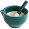 Mortero y machuelas de porcelana Manual de cocina de la palanca de porcelana Píldora de molinillo de hierbas Tazón de molienda para pasta de ajo verde oscuro, mortero y maja