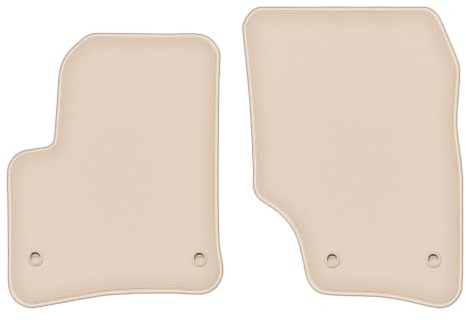 Velours-Fußmatten vorne passend für Porsche Cayenne I 2002-2010, Beige | passend für SUV; geschorener Premium-Velours (100% Polypropylen), ca. 8 mm; rutschfest, vormontierte Befestigungen (Typ OWAL)