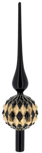 Holyart Puntale 31 cm Albero Natale Vetro Color Nero-Oro