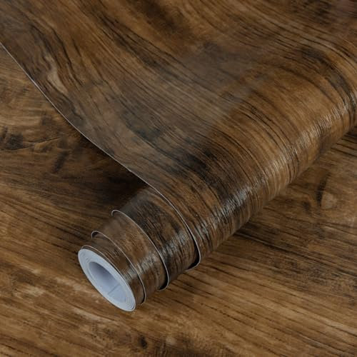 Decoroom Möbelfolie Selbstklebende Holzoptik 40x300cm Klebefolie Möbel Dunkelbraun Wasserdicht Dekoration Folie für Möbel Wand,Küche Arbeitsplatte,Küchenschrank, Tische, Regale