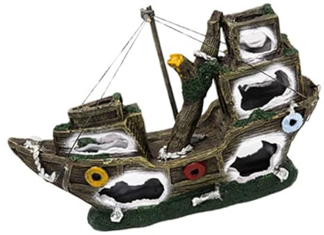 TOBBOMEY Simulation Aquarium Decor Realistic Shipwreck Ornament for Fish Tank Vivid Underwater Landscape for Aquatic Environments and Fish Happiness