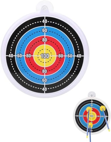 Objetivo de tiro con arco con ventosas, blanco colgante de plástico colorido de 23 cm para práctica de flechas en interiores y exteriores, divertido accesorio de juego familiar