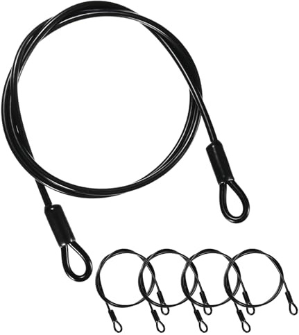M METERXITY Paquete de 5 cerraduras de cable de seguridad, 4 pies 5 mm recubierto de PVC, cuerda de alambre de acero inoxidable con doble bucle para viajes/puerta/bicicleta, cable de acero trenzado