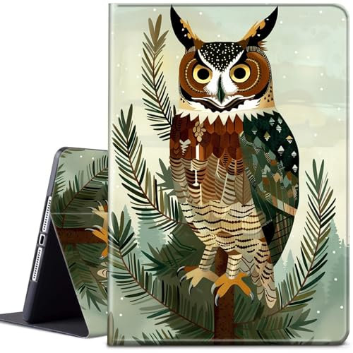 Étui pour tablette Amazon Fire HD 10 (13e/11e génération, version 2023/2021) 10,1, support fin multi-angle avec fonction veille/réveil automatique pour Kindle Fire HD 10 Plus, chouette à cornes