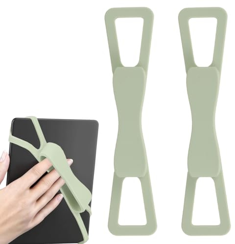 lasuroa 2uds Soporte de Correa Mano para Kindle, Cómodo Soporte Tableta con Asa Banda Elástica Agarre Seguro y Anticaídas para Kindle Paperwhite 12-20 cm eBook Phone Oasis y Kobo (Verde)