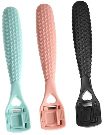 IWOWHERO 3 Stück Pediküre Hornhautentferner Fußfeile Fußschaber Ergonomisch für Glatte Füße Fußpflege Werkzeug Zufällige Farbe
