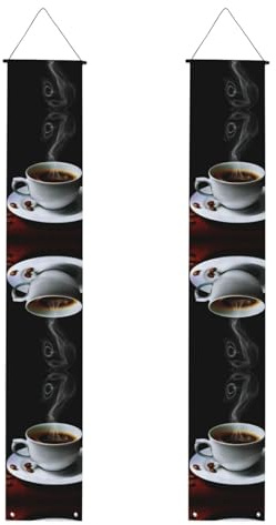 Heißer Kaffee mit Kaffeebohnen, bedruckte Veranda-Banner, hängende dekorative Banner, geeignet für Party-Dekorationen im Innen- und Außenbereich.