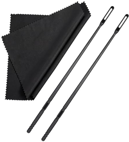 2 Sets Flute Cleaning Rod and Cloth, Flute Cleaning Kit Clean Swabs (Black)