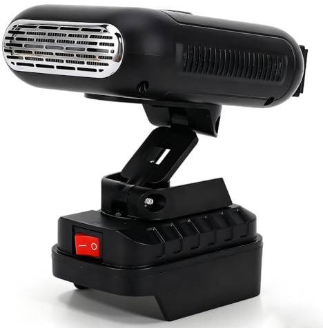 Akku Heizung, Akku Heizlüfter, Auto Heizung mit akku, 90 ° Flip, 2XUSB Tragbarer Raumheizung Kompatibel mit BL1830 BL1850 BL1840 BL1845 BL1815 BL1820 BL1860B