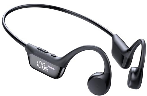 ZOVIMAX Bone Conduction Headphones, Bluetooth 6.0 Open Ear Headphones with Mic, 10H Battery Life, LED Display, IPX7 Waterproof Sport Earphones, Secure Fit for Running, Gym Workout, Ski, Cycling