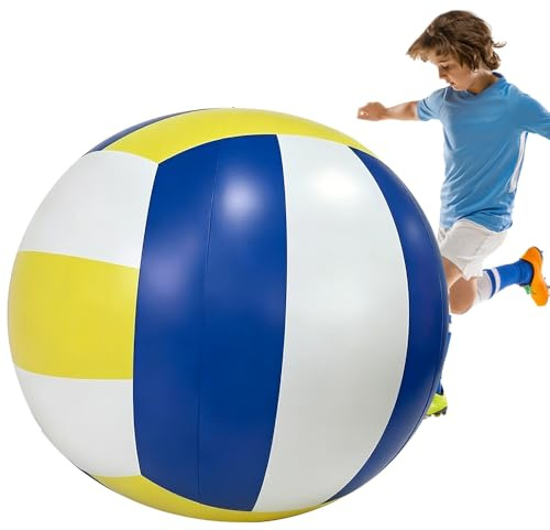 RNPKZ Palla da spiaggia con diametro di 100 cm, grande pallone gonfiabile gigante in gomma robusta, gonfiabile con pompa a mano, pallone da beach volley, giocattolo per interni ed esterni
