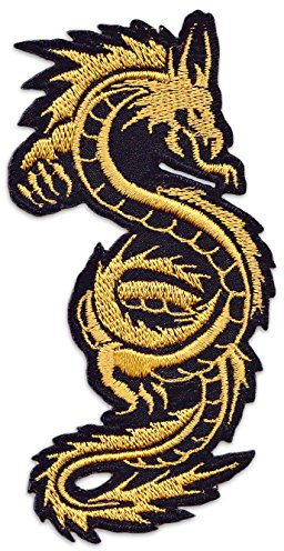 Goldener Drache Aufnäher Aufbügler Patch Tattoo Kampfsport Wikinger Nordmänner