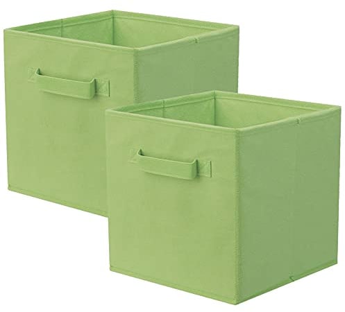 PowerKing Storage Box, 2 Pieces Foldable Storage Cube, Storage Box, Made of Fabric – Green
