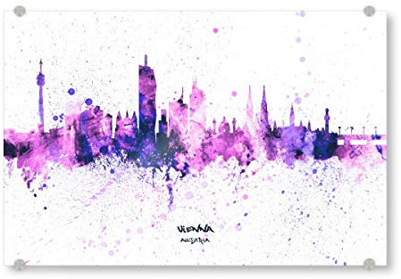 artboxONE Acrylglasbild 30x20 cm Städte/Wien Vienna Austria Skyline PurplePink - Bild Vienna City Cityscape