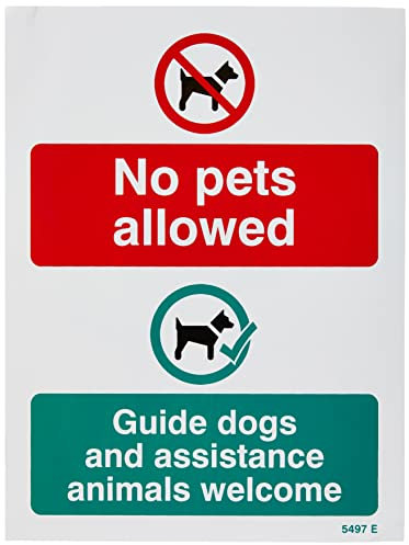 Caledonia Signs 25497E No pets allowed Guide dogs and assistance animals welcome Self Adhesive Vinyl Sign, Blue, 200.0 mm x 0.1 mm x 150.0 mm