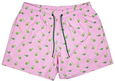 Roits Costume Uomo Mare Fantasia – Pantaloncini da Bagno Asciugatura Rapida con Stampe Spiaggia - Avocado Rosa S