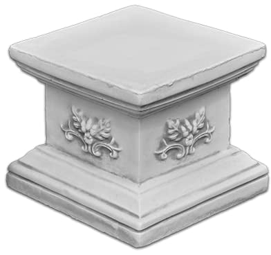 gartendekoparadies.de Socle carré en pierre massive avec éléments décoratifs en pierre résistante au gel Gris 21 cm
