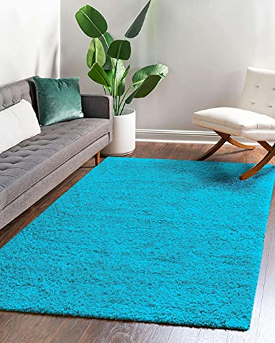Carpeto Shaggy Teppich Wohnzimmer 70x300cm Blau Einfarbig Weich Synthetisch | Teppich für Schlafzimmer Büro Esszimmer Eingangsbereich Pflegeleicht Fußbodenheizungsgeeignet Flauschig Dick und Hochflor