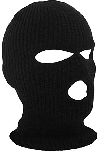 FakeFace Schwarze Sturmhaube Skimaske Balaclava Sturmmaske 3-Loch gestrickte Motorradmaske Multifunktional Atmungsaktiv Skimaske Halswärmer Masken Mütze für Damen und Herren (Schwarz)