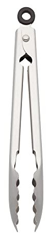 KitchenAid Gourmet - Pinze da portata in acciaio INOX con gancio e chiusura sicura, 20 cm, in acciaio inox