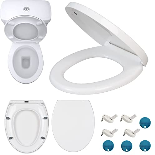 Klobrille Wc Deckel mit Absenkautomatik Quick Release Funktion, SoftClose Toilettensitz mit Edelstahlscharnieren, WC Sitz Antibakteriell Ist Leicht zu Reinigen, O-Form Universal Toilettendeckel Weiß