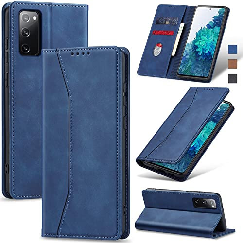 Jasonyu Case for Samsung Galaxy S20 FE 5G Leather Wallet Flip Cover with Card Holder,Kickstand, Magnetic Closure,TPU Shockproof Phone Case Compatible with Samsung S20 FE (Blue)