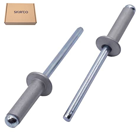 SKIR'CO (500 Stück) Lackierte Blindnieten 4,0 x 14 mm Kuppelkopf DIN 7337 Aluniete Popnieten (500 weiß Aluminium RAL 9006)