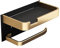 LANMOU Toilettenpapierhalter Ohne Bohren, Toilettenpapierhalter Gold mit Ablage, Selbstklebend Klopapierhalter aus Aluminium, Klorollenhalter Wandmontage Rollenhalter Wc Papier Halterung