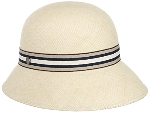 Lierys Blue Panamahut Straw Bell Hat Ribbon UV Protection 50+ Handmade 100% Panama Straw Women Summer Nature S (55-56 cm)