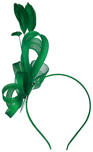 Dacitiery Ladies Feather Aliceband Fascinator, Mesh Flower Hair Clip Elegant Flower Feather Headband Women Headwear with Headband and Clip for Cocktail Tea Party Weddings Races Ascot (Green)