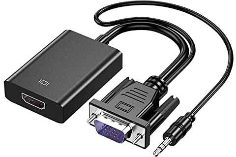 SZJUNXIAO VGA a HDMI Adaptador con Audio y Cable de alimentación, VGA to HDMI Convertidor 1080P@60Hz Adaptador VGA a HDMI Compatible con VGA Macho y HDMI Hembra para proyectores de TV Monitores