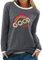 WIEIYM Good Vibes Women's Long-Sleeved Crew Neck Long Sleeve Shirt Autumn Long Sleeve Shirt Women Casual Rainbow Print Tops Tops, gray, XL