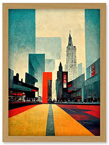 Doppelganger33 LTD Broadway New York City Street Modern Cityscape Artwork Framed Wall Art Print A4
