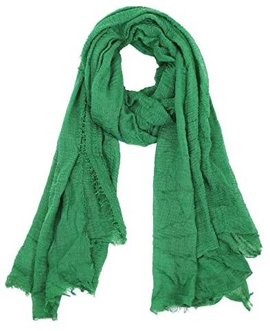 Van Der Rich ® - Schal mit fein gekreppter Oberfläche für Damen und Herren (44-Grün, One Size)