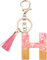 Rohans Rosa und Gold Harz Alphabet Anfangsbuchstabe Schlüsselanhänger, Taschenanhänger, Schlüsselring mit Karabinerverschluss (H)