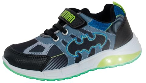DC Comics Jungen Batman leuchtende Turnschuhe mit blinkenden Lichtern Kinder Skateschuhe LED-Sneaker, Schwarz , 28 EU